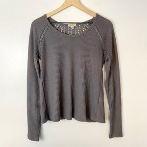 LUCKY BRAND lace long sleeve tee shirt